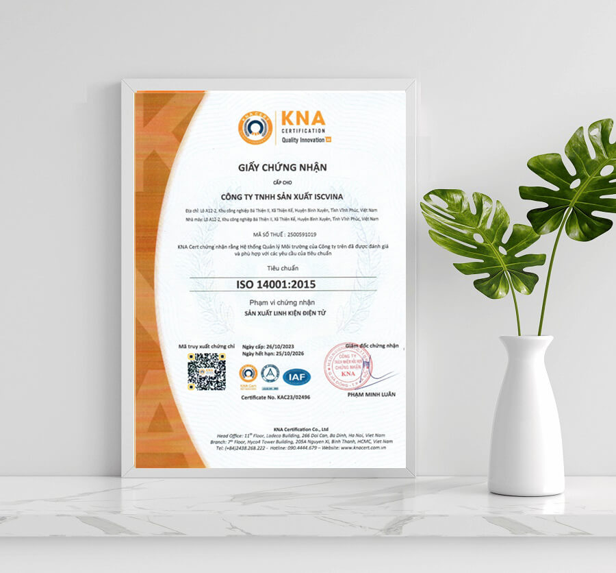 chứng nhận iso 14001:2015 cho công ty tnhh iscvina