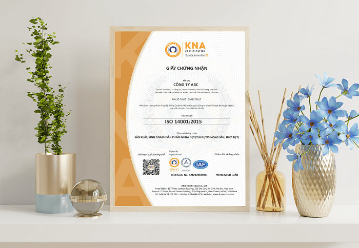 giấy chứng nhận ISO 14001:2015