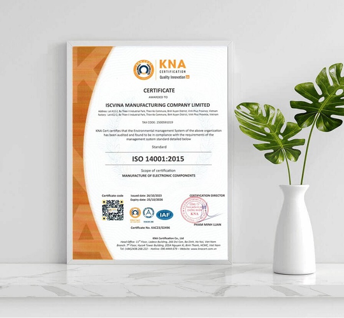 chứng nhận ISO 14001 cho công ty isc vina