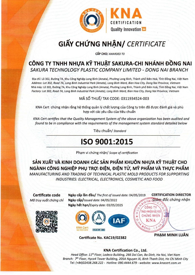 chứng nhận ISO 9001:2015
