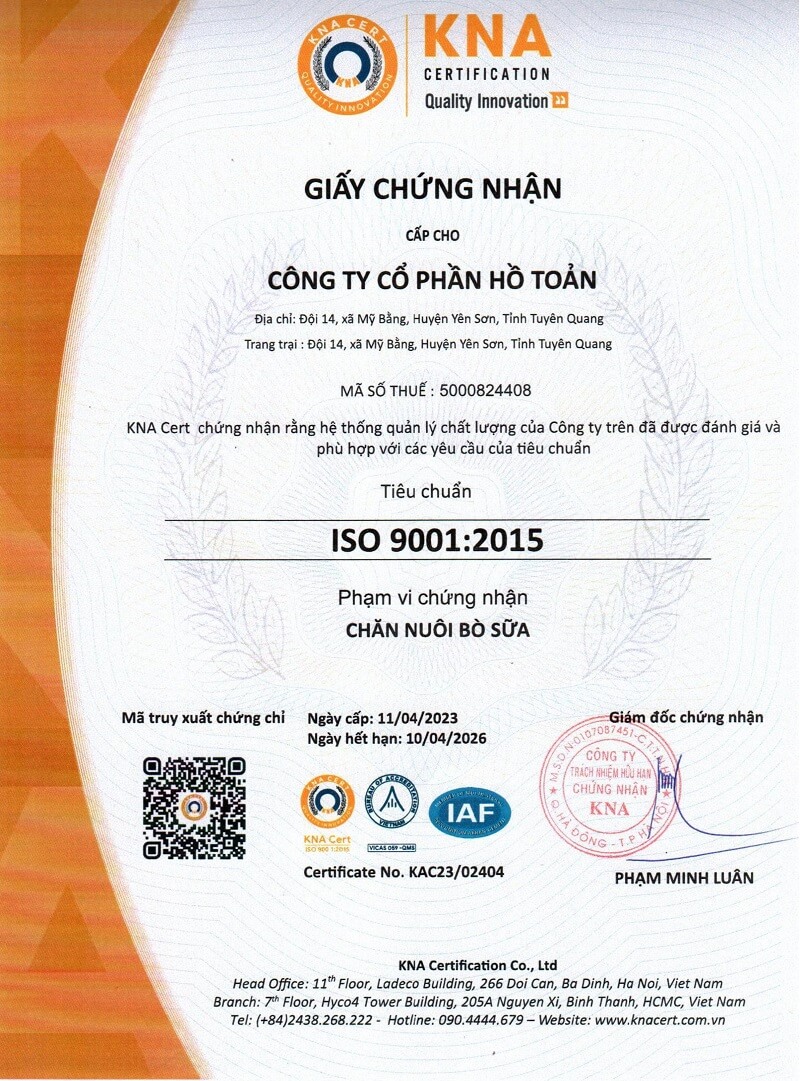 mẫu giấy chứng nhận ISO 9001:2015