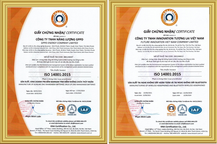 MẪU GIẤY CHỨNG NHẬN ISO 14001