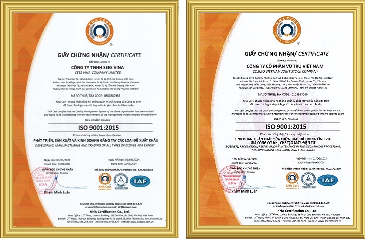 Mẫu giấy chứng nhận ISO 9001:2015