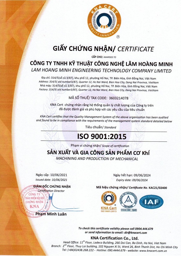 MẪU CHỨNG NHẬN ISO 9001:2015
