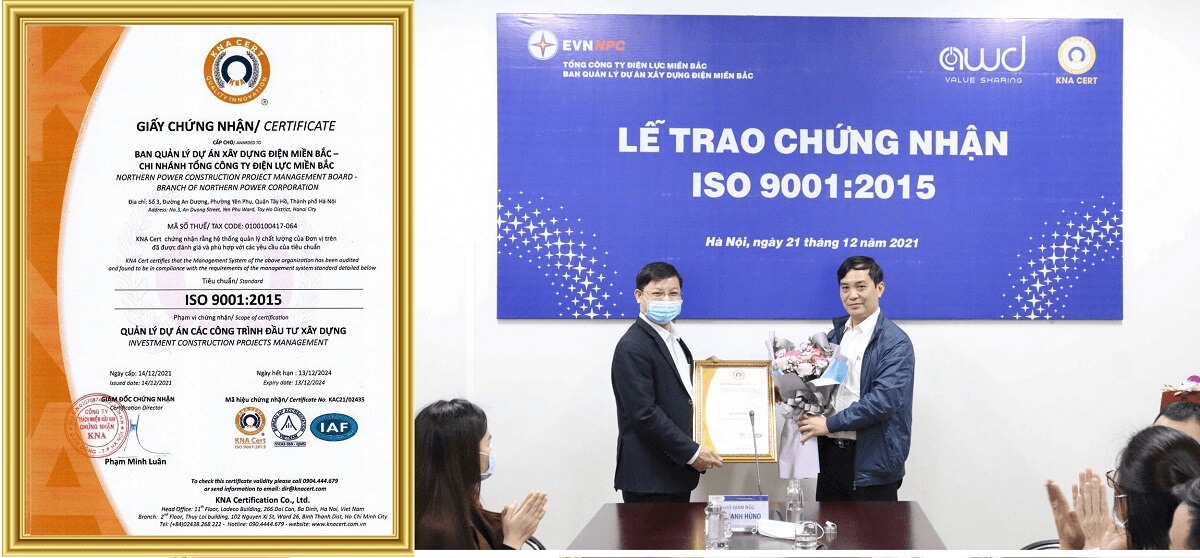 trao chứng chỉ ISO 9001:2015 cho Công ty