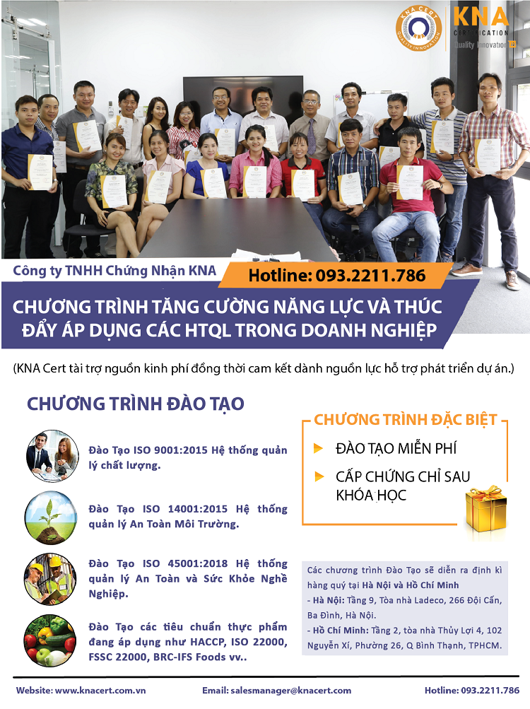CHƯƠNG TRÌNH TĂNG CƯỜNG NĂNG LỰC VÀ THÚC ĐẨY ÁP DỤNG CÁC HTQL TRONG DOANH NGHIỆP 1 đào tạo miễn phí