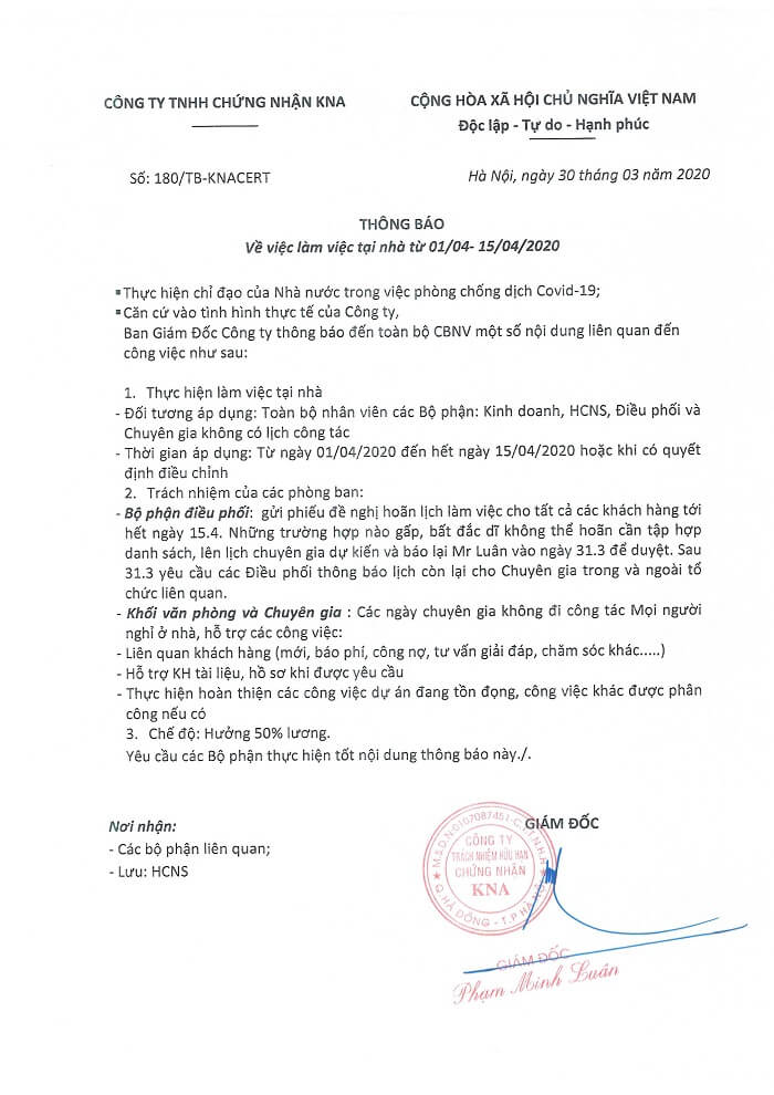 KNA THÔNG BÁO - LÀM VIỆC ONLINE PHÒNG CHỐNG DỊCH COVID 2 kna lam viec tai nha 2222